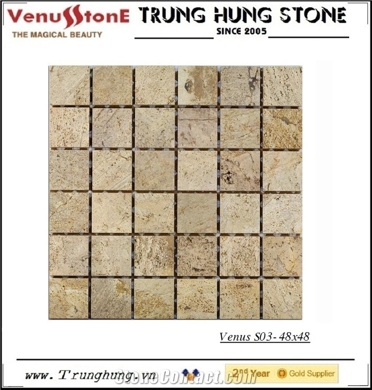 48*48 Beige Carpet Polished Marble Mosaic Tiles