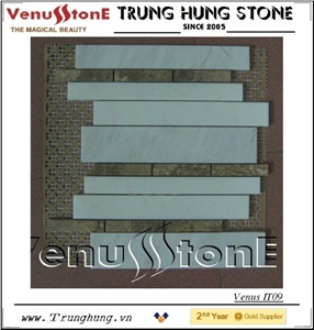 Beige and Milky White White Interlocking Mosaic Marble Stone Tile for Floor-Big Size