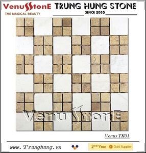 Beige and White Marble Tumbled Mosaic with Classic Style