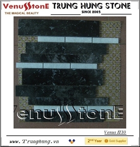 Black and Pure White Interlocking Mosaic Marble Stone Tile for Floor-Big size