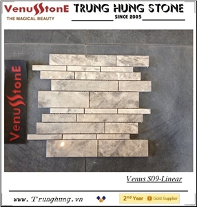 Grey Marble Polished Linear Splicing Mosaic Tile