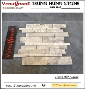 Grey Marble Polished Linear Splicing Mosaic Tile