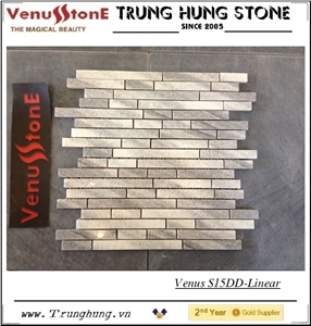 Line Grey Pure White Marble Polished Linear Splicing Mosaic Tiles        