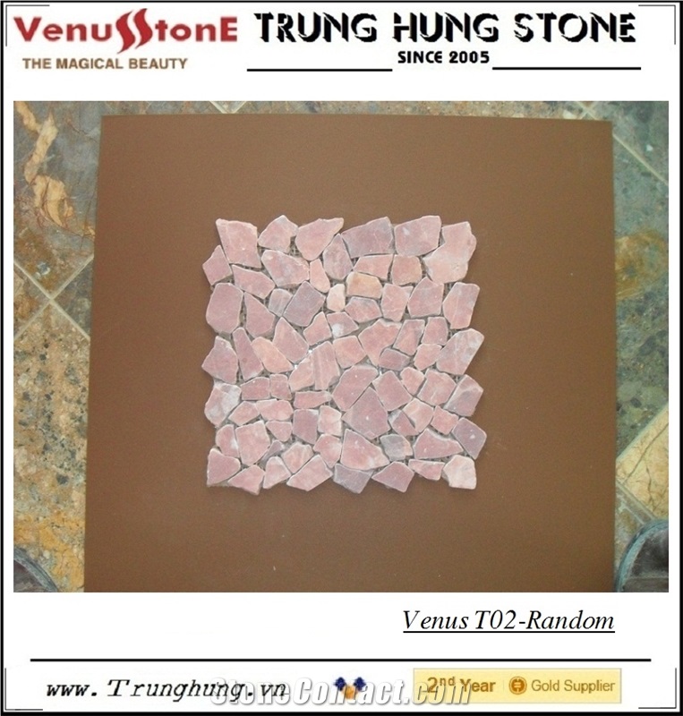 Viet Nam Pink Random Marble Mosaic Tiles - Crazy Cut
