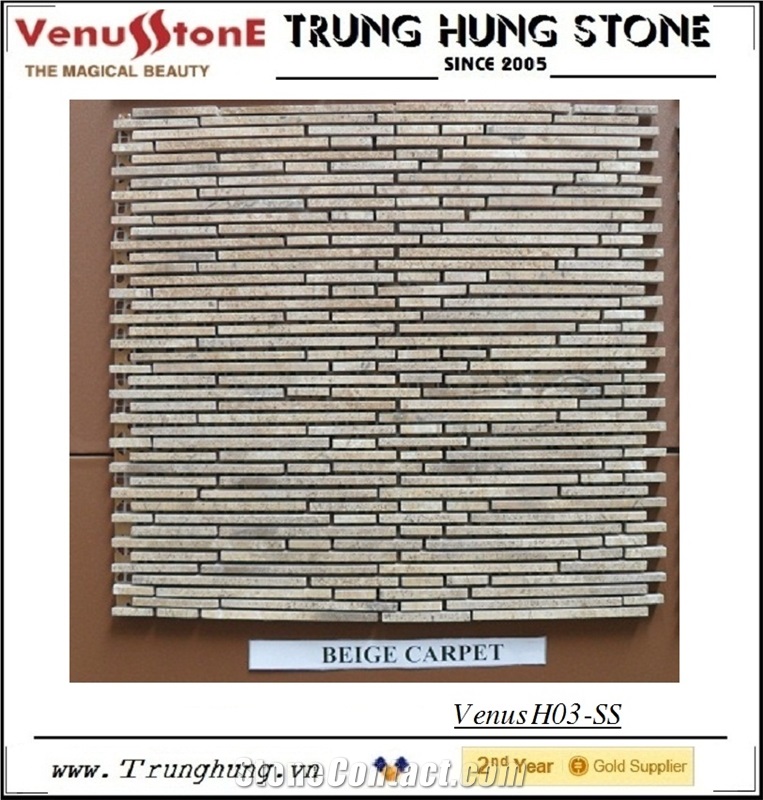 Vietnam Beige Marble Carpet Super Slim Marble Mosaic Tiles