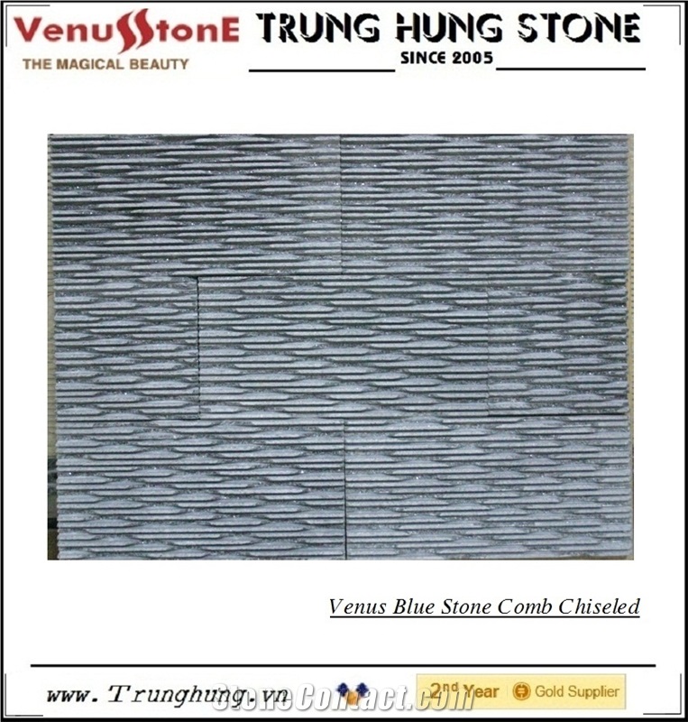 Vietnam Blue Stone Comb Chiseled, Black Marble Building & Walling