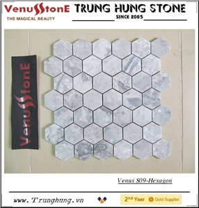 Vietnam Grey Hexagon Marble Mosaic Tile Polished