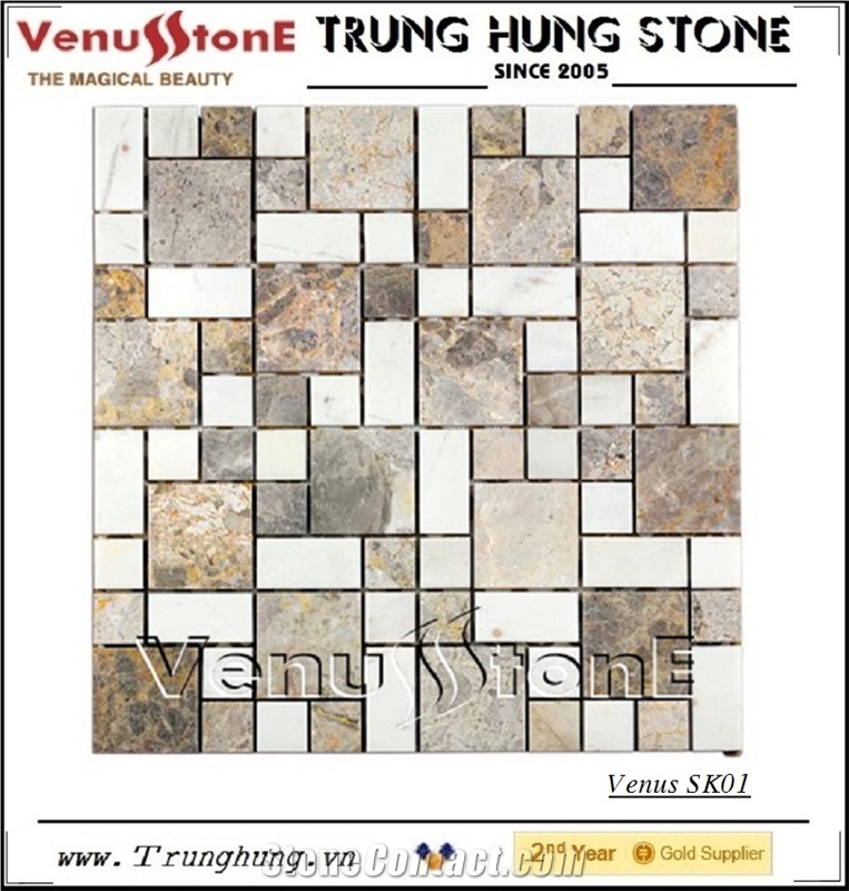 Vietnam Light Grey White Panther Marble Mosaic