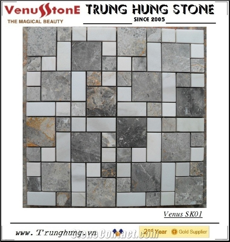 Vietnam Light Grey White Panther Marble Mosaic