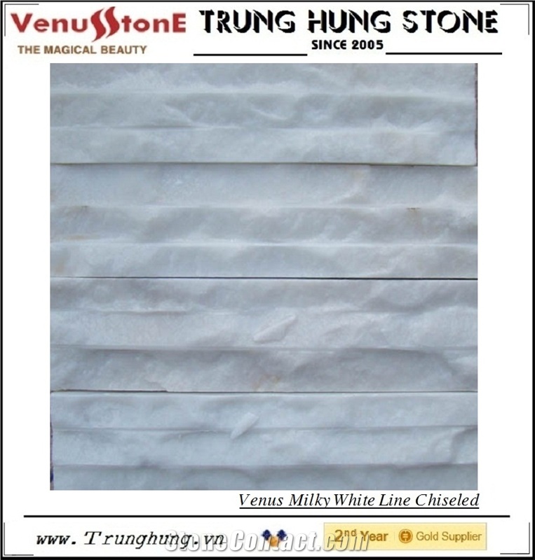 Vietnam Milky White Line Chiseled Wall Panels