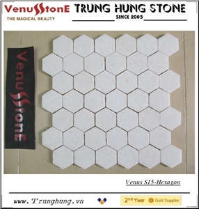 Vietnam Pure White Hexagon Marble Mosaic Tile Polished