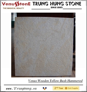 Vietnam Wooden Yellow Marble Bush Hammered Slabs & Tiles, Viet Nam Yellow Marble