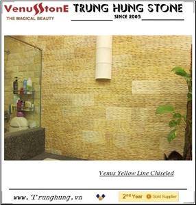 Vietnam Yellow Line Chiseled, Yellow Marble Building & Walling