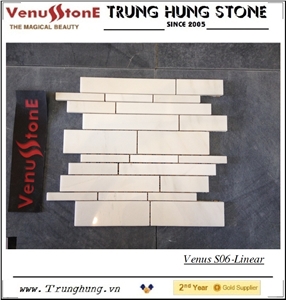 White Marble Polished Linear Splicing Mosaic Tile