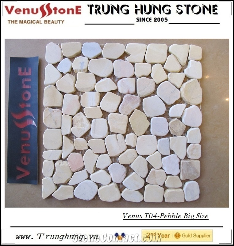 Wooden Yellow Marble Pebble Mosaic - Big Size