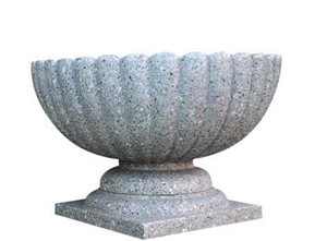 G606 Granite Round Garden Flower Pot,Natural Stone Outside Garden Flower Pot