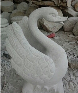 Handcarved Garden Sculpture Swan Animal Sculpture, G655 White Granite Sculpture & Statue