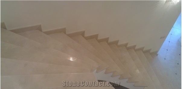 Italian Botticino Classico Stairs, Botticino Classico Beige Marble Steps