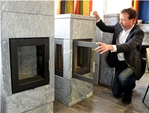 Soapstone Stove Modern Design with Rounded Corners