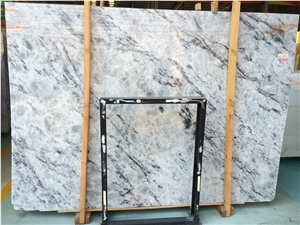 Blue Crystal Vein Marble Slabs Polished High Glossy, White Marble with Veins Machine Cutting Panel for Floor Covering,Bathroom Walling