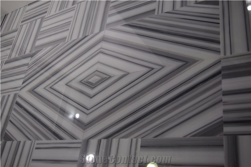 Marmara Equator Striped White Marble Tiles & Slabs, Flooring Tiles