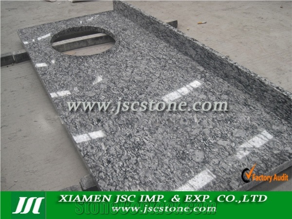 Chinese Granite Wave White Countertop, Spray White Grey Granite Kitchen Countertops