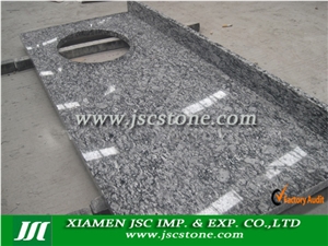 Chinese Granite Wave White Countertop, Spray White Grey Granite Kitchen Countertops