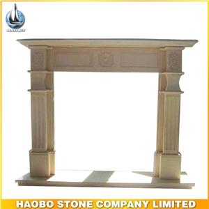 Hot Sale Marble Stone Carving Fireplace, China Beige Marble Fireplace