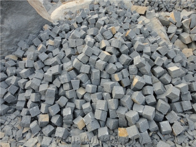 G654 Granite Cube Stone & Paver,China Dark Grey/Sesame Grey Granite