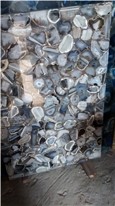 Blue Agate Semiprecious Stone Slabs & Tiles, Stone Panels