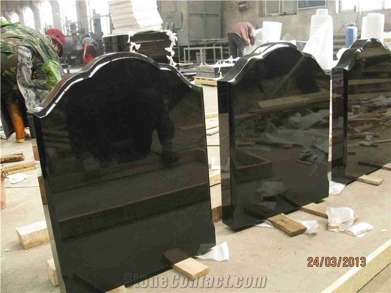 China Absolute Black Granite Polished Monument & Tombstone,Shanxi Black Granite Polished Monument