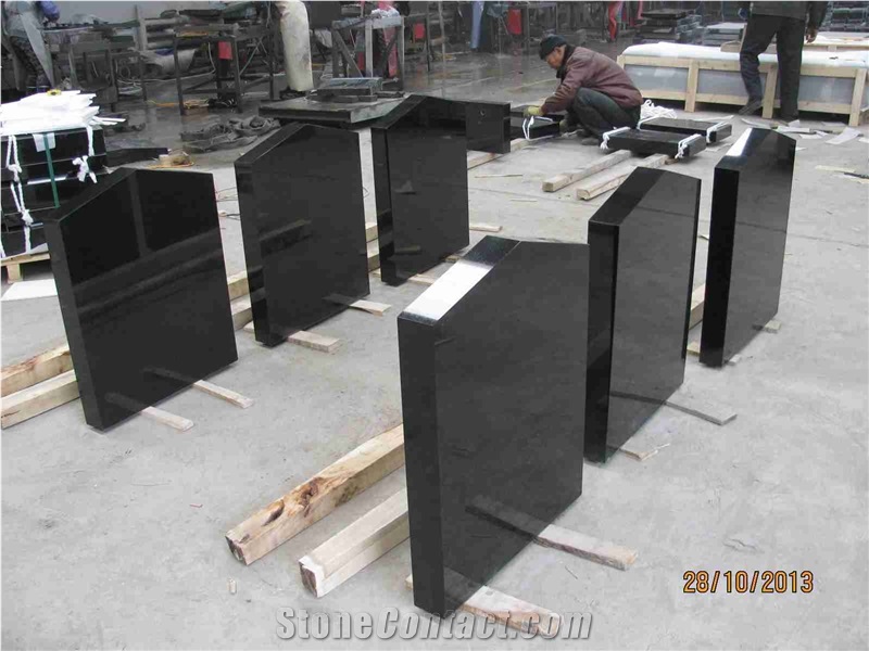 China Absolute Black Granite Polished Monument & Tombstone, Shanxi Black Granite Polished Monument & Tombstone, China Absolute Black Polished Memorials & Headstones