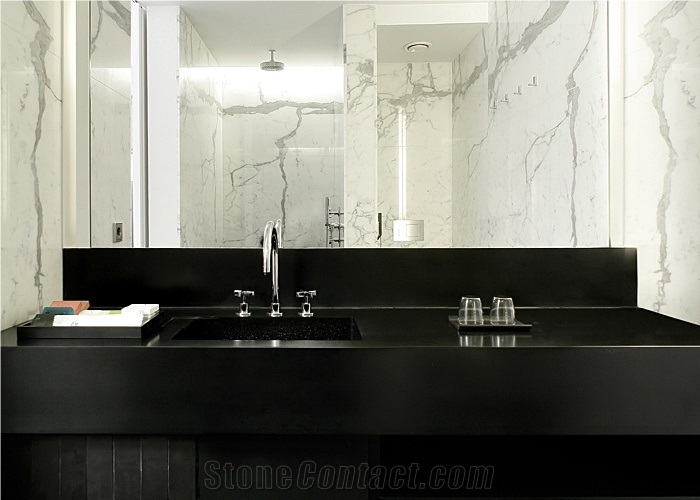 Black Acrylic Solid Surface Bathroom Countertops Vanity Tops From