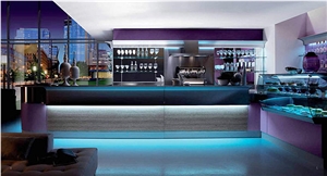 Blue Kitchen Bar Counter with Led Light Custom Solution