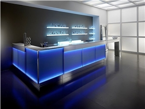 Blue Kitchen Bar Counter with Led Light Custom Solution