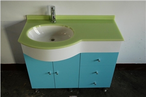 Free Standing Solid Surface Countertops Modern Bathroom Cabinets with Basins