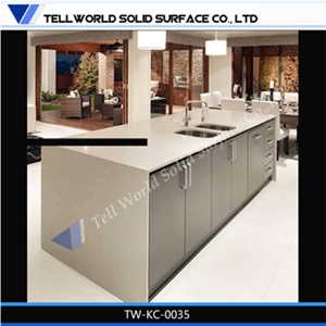Grey Solid Surface Top Kitchen Countertops Factory Custom