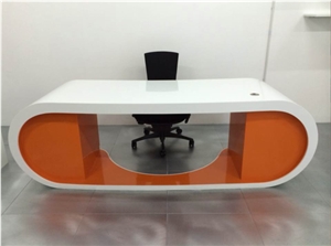 Orange Marble Stone Curved Office Executive Desk