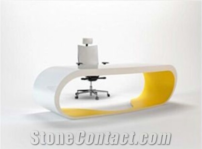 Orange Marble Stone Curved Office Executive Desk