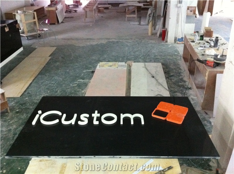 Quartz Stone Desktop Custom Design Logo Reception Desk