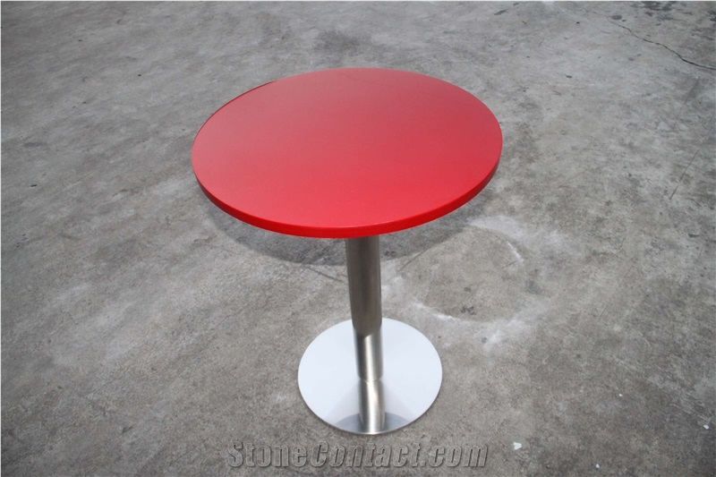 Red Faux Marble Round Top Dining Tables, Coffee Tables