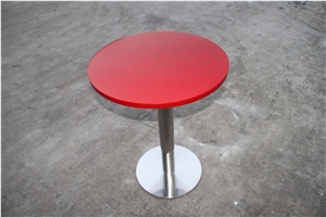 Red Faux Marble Round Top Dining Tables, Coffee Tables