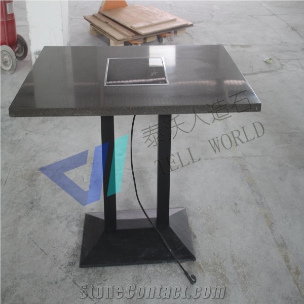 Tw Quartz Stone Hot Pot Dining Table from China