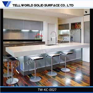 White Acrylic Solid Surface Modern Kitchen Countertops & Worktops