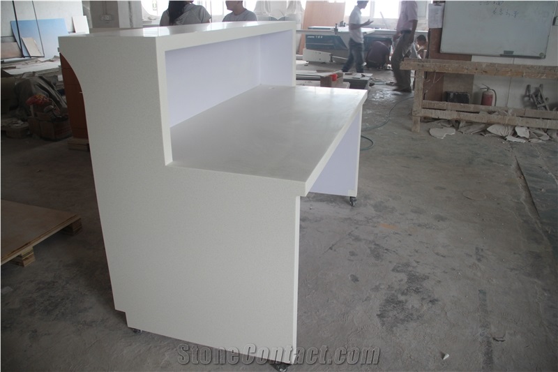 White Color Portable Reception Desk Made By Artificial Marble From