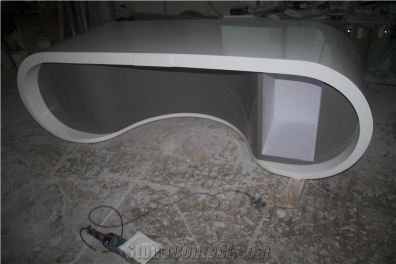 White Cultured Marble Office Executive Desk