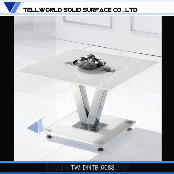 White High Glossy Marble Top Dinner Tables