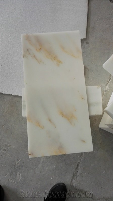 Golden Silk Jade White Marble Slabs & Tiles, China White Marble
