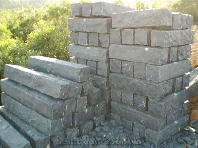 Black Basalt Stone Wall Blocks,All Sides Natural Split Wall Stone Block Kerbstone