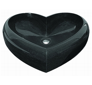 Heart Shape Shanxi Black Granite Wash Basins, Shanxi Black Granite Bathroon Sinks